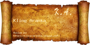 Kling Aranka névjegykártya